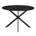 ALASKA 4-6-persoons ronde eettafel met zwart marmereffect en metalen spinpoot 110 cm