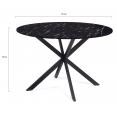 ALASKA 4-6-persoons ronde eettafel met zwart marmereffect en metalen spinpoot 110 cm