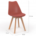 Set van 8 SARA Scandinavische stoelen mix kleur donkergrijs x2, terracotta x3, beige x3