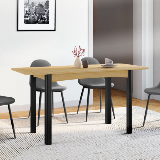 JUNE uitschuifbare eettafel 4-6 personen hout en zwart 120-160 cm