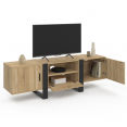 Meuble TV 160 cm PHOENIX 3 portes bois et noir