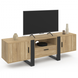 160 cm PHOENIX 3-deurs TV-meubel in hout en zwart