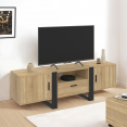 160 cm PHOENIX 3-deurs TV-meubel in hout en zwart