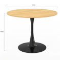 DALIA 6-persoons eettafel met houten en zwarte tulpvormige poten 110 cm