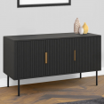 110 cm MARCEL zwart 3-deurs dressoir met lamelleneffect