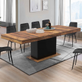 Uitschuifbare eettafel EDEN 6-10 personen HAWKINS donker hout en zwart blad 160-200cm