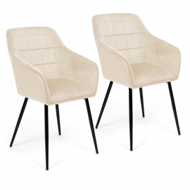 Lot de 2 chaises de salle à manger, fauteuils de table MADY en velours beige