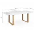 Table à manger extensible rectangle PHOENIX 6-10 personnes blanc pieds bois 160-200 cm