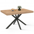 ALIX 4-persoons eettafel met houten en zwarte spinpoten 110 cm