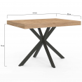 ALIX 4-persoons eettafel met houten en zwarte spinpoten 110 cm