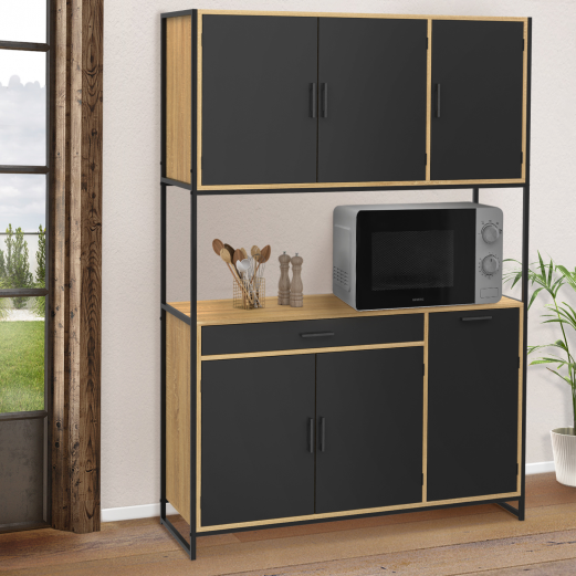 120 CM BOSTON keuken dressoir 6-deurs industrieel design kast + lade