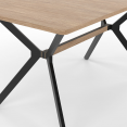 Table à manger rectangle LOUISON 8 personnes bois et noir design industriel 160 cm