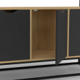 BOSTON 140 cm dressoir, 4 zwarte deuren, industrieel ontwerp