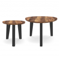 Lot de 2 tables basses gigognes AUSTRIA bois pied épingle noir