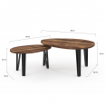 Lot de 2 tables basses gigognes AUSTRIA bois pied épingle noir