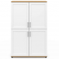 Buffet haut H. 125 cm VITO 4 portes blanc et bois