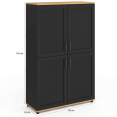 Buffet haut H. 125 cm VITO 4 portes noir et bois