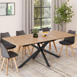 Rechthoekige eettafel ALIX 8 personen spinnenpoot hout en zwart 200 cm