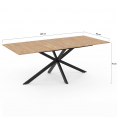 Rechthoekige eettafel ALIX 8 personen spinnenpoot hout en zwart 200 cm