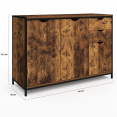 110 cm DAYTON laag dressoir met kasten en laden in industrieel ontwerp