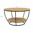 Table basse filaire double plateau ronde DETROIT 70 cm design industriel