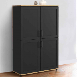 VITO 2-deurs dressoir, zwart en beuken H. 125 cm