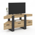 PHOENIX hoek TV-meubel met hout en zwarte lade 116 cm