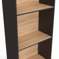 CARLA 5-vaks boekenplank in zwart en houteffect H.190 cm