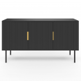 Buffet 110 cm MARCEL noir 3 portes effet lattes