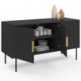 Buffet 110 cm MARCEL noir 3 portes effet lattes