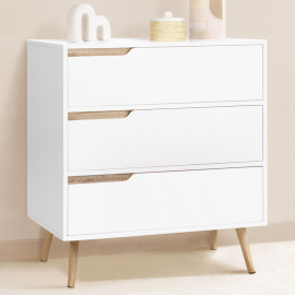 Commode 3 tiroirs HELSINKI 80 cm scandinave blanc