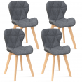 Set van 4 grijze stoffen en PU bi-materiaal ROXANE eetkamerstoelen