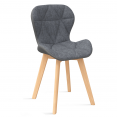 Set van 4 grijze stoffen en PU bi-materiaal ROXANE eetkamerstoelen