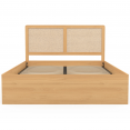 EDHEN tweepersoons kistbed met rieten hoofdbord 140 x 190 cm houtkleur