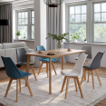 Set van 6 SARA Scandinavische stoelen mix kleur wit, lichtgrijs, eendenblauw x2, donkergrijs x2