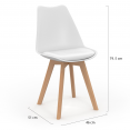 Set van 6 SARA Scandinavische stoelen mix kleur wit, lichtgrijs, eendenblauw x2, donkergrijs x2