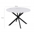 ALASKA ronde eettafel 4-6 personen wit marmereffect en metalen spinpoot 120 cm