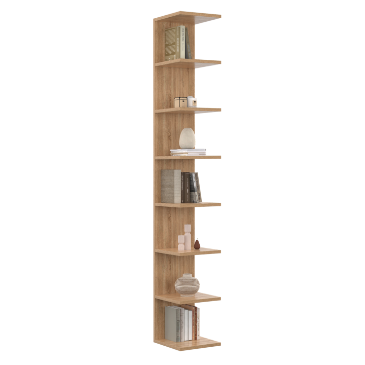 Etagère murale suspendue double position CHIARA 8 étagères façon hêtre 190 cm