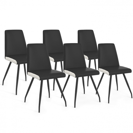 Lot de 6 chaises ADA noires liseré blanc pied araignée pour salle à manger