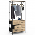 Dressing penderie UTAH avec 6 bacs en tissu bois et noir design industriel