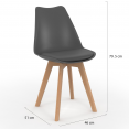 Set van 6 Scandinavische SARA-stoelen in donkergrijs, wit, zwart en zwart, grijs en wit patchworkfluweel