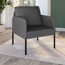 Fauteuil AUGUSTE tissu gris anthracite pieds métal noir