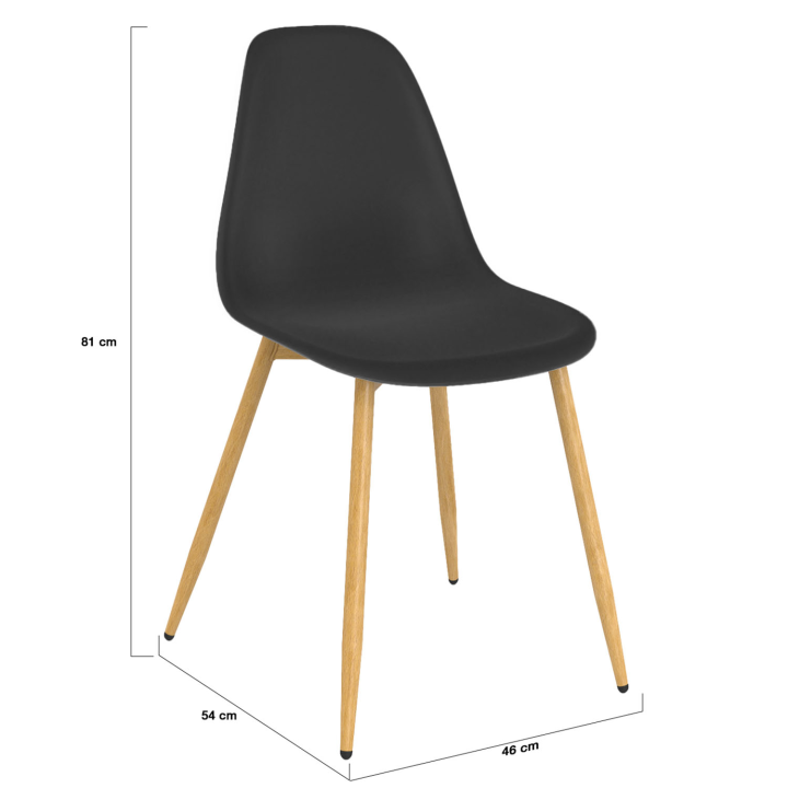 Lot de 6 chaises scandinaves DANI noires pour salle à manger