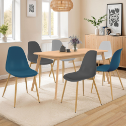 Lot de 6 chaises scandinaves DANI mix color blanc, gris clair, bleu x2, gris foncé x2