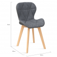 Set van 4 grijze stoffen en PU bi-materiaal ROXANE eetkamerstoelen