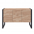 OTTAWA 3-deurs hout en zwart industrieel design verhoogd dressoir 114 cm