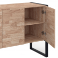 OTTAWA 3-deurs hout en zwart industrieel design verhoogd dressoir 114 cm