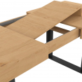 Table à manger extensible rectangle OREGON 6-10 personnes façon chêne et noir 160-200 cm