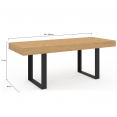 Table à manger extensible rectangle OREGON 6-10 personnes façon chêne et noir 160-200 cm