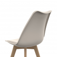 Set van 6 beige en witte SARA Scandinavische stoelen met bruin en beige patchwork fluweel